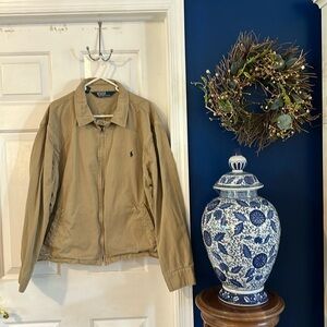 Men’s Polo Ralph Lauren Bi-Swing Windbreaker Jacket Khaki Zip Up Size XXL
